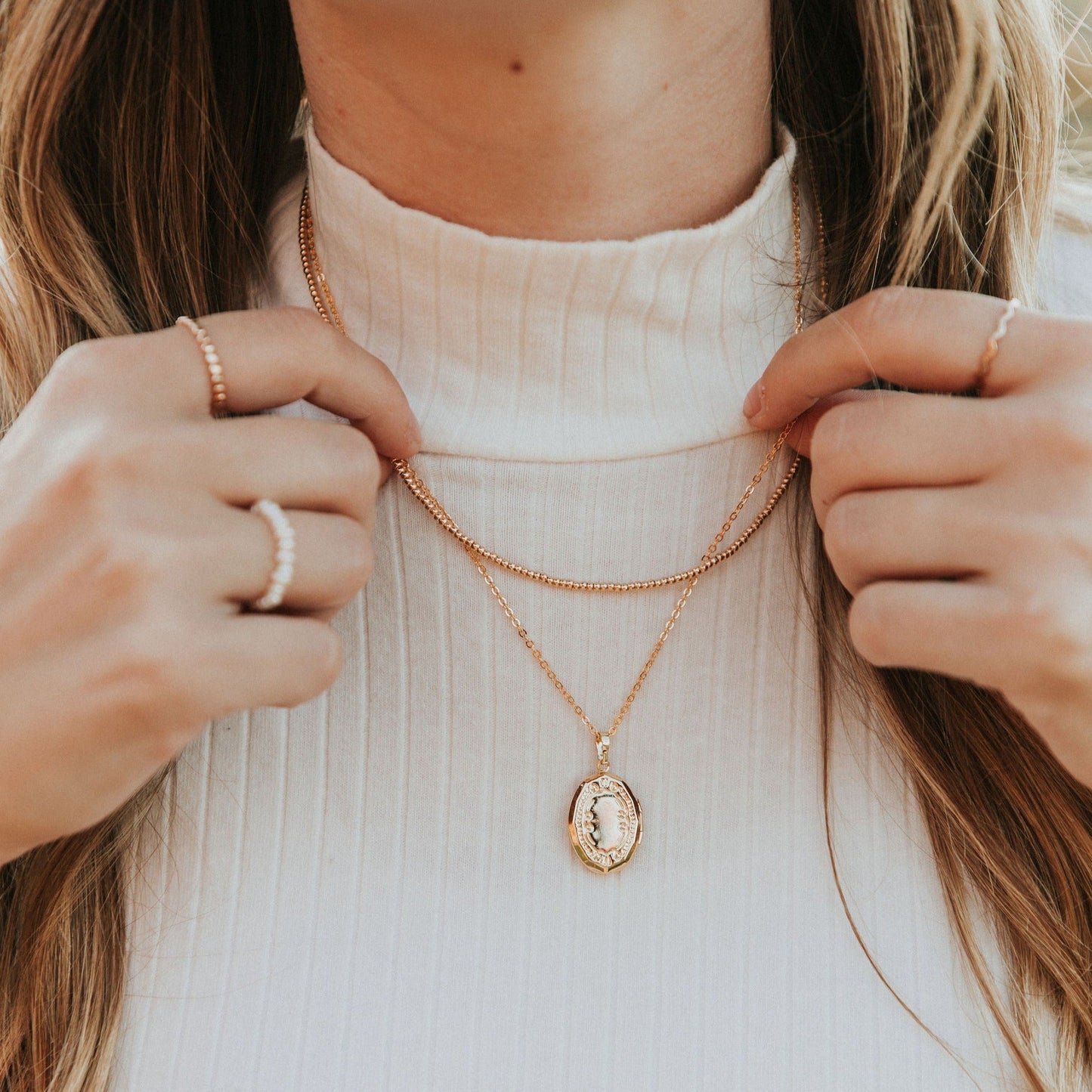 Staci Gold Filled Bead Necklace no