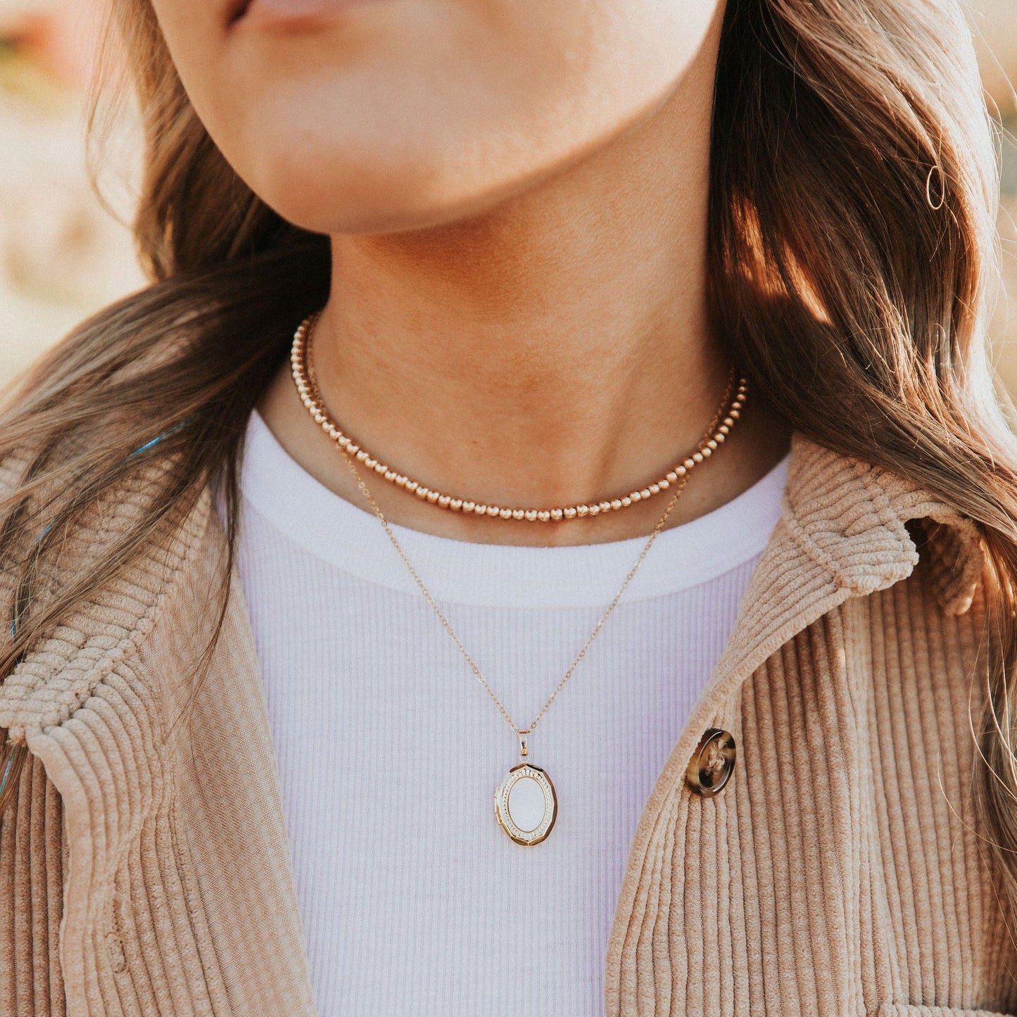 Staci Gold Filled Bead Necklace no