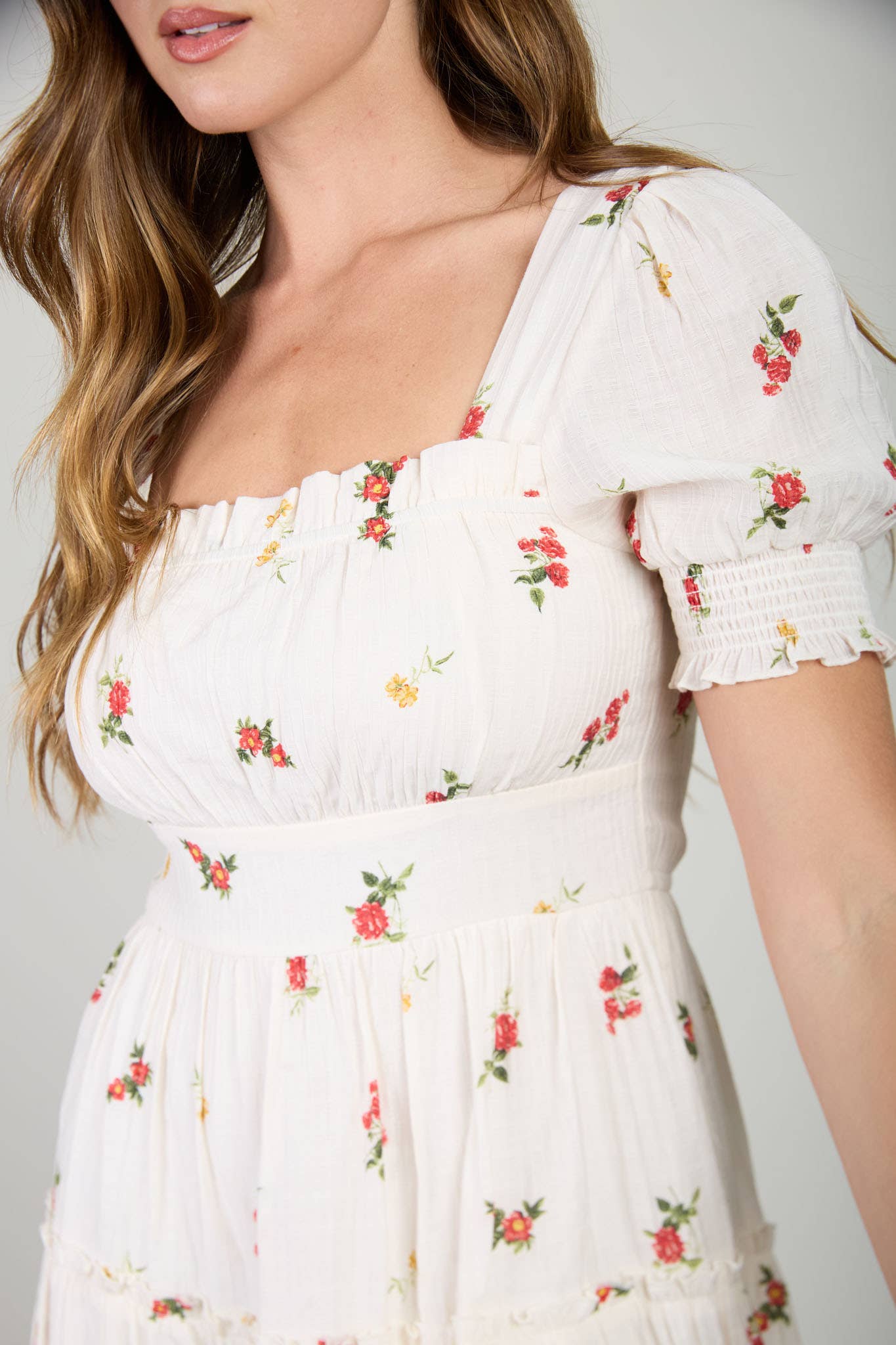 BELLA BLOOM TIERED MINI DRESS