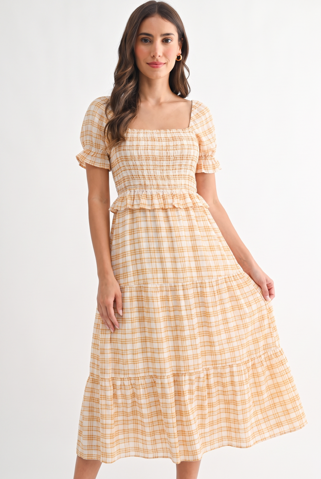 THE AUTUMN CHARM PLAID MIDI DRESS