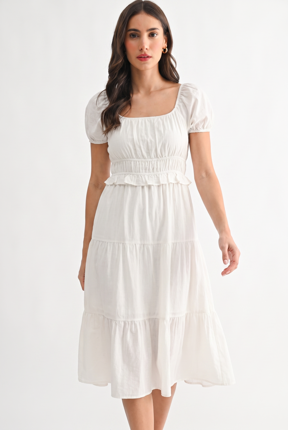WHITE MAGNOLIA LINE BLEND MIDI DRESS